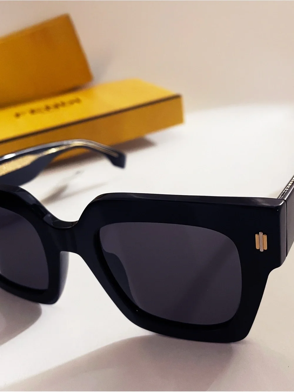 Fendi Black Sunglasses with Gold Logo Accents